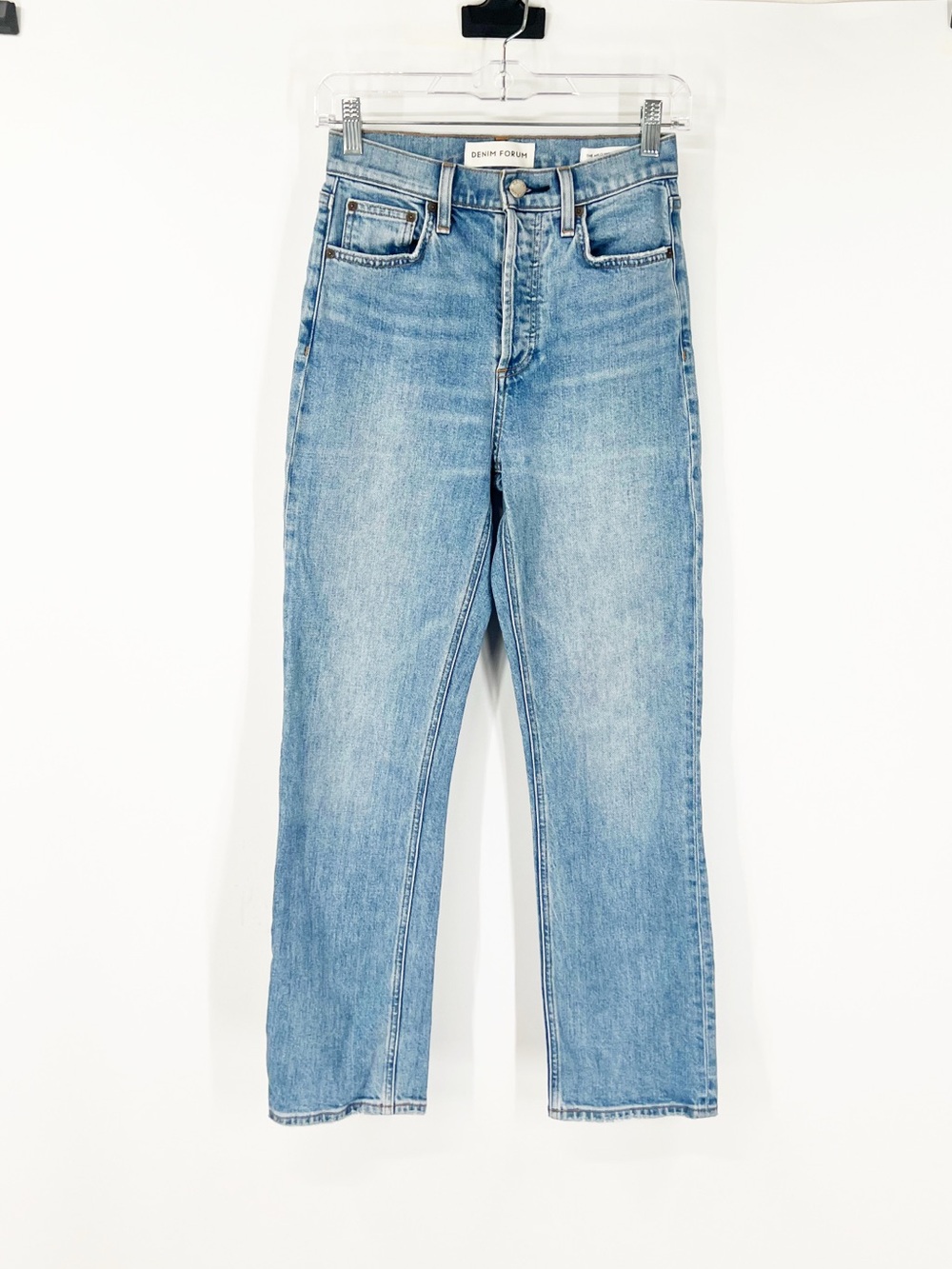 Denim Forum Aritzia The Arlo High Rise Straight Jeans Button Fly
